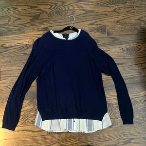 Joie navy sweater with faux shirt detail underneath